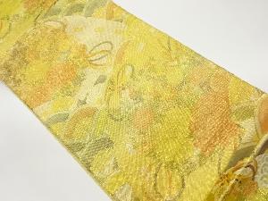 佐賀錦地紙に檜扇・花々模様織出し袋帯